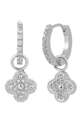 Embellished Clover Drop Mini Hoop Earring