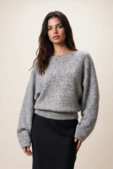Boat Neck Slouchy Knit Jumper
