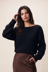 Boat Neck Slouchy Knit Jumper