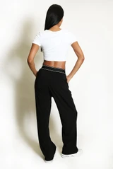 Matching Banded Waist Wide Leg Trousers