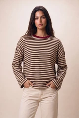 Two Tone Stripes Full Sleeves Top