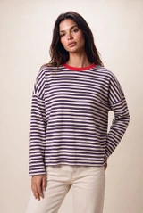 Two Tone Stripes Full Sleeves Top