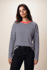 Two Tone Stripes Full Sleeves Top
