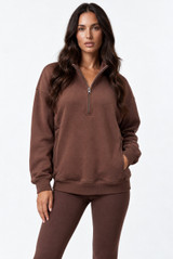 Half Zip Oversized Sweatshirt With Pockets
