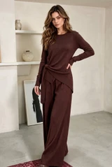Side Knot Jumper and Wide Leg Trouser Set