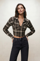 Plaid Bustier Corset Blouse