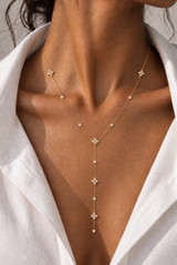 Diamante Clover Look Drop Necklace