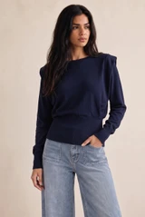 Fine Knit Padded Shoulder Jumper 