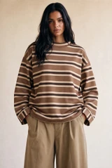 Stripes Boxy Drop Shoulder Sweatshirt