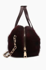 Faux Fur Handbag With Chain