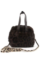 Faux Fur Handbag With Chain