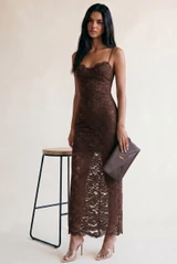 Floral Lace Maxi Dress With Cup Detail