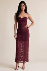 Floral Lace Maxi Dress With Cup Detail