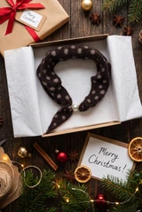 Polka Dot Knitted Pearl Clasp Neck Scarf