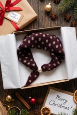 Polka Dot Knitted Pearl Clasp Neck Scarf