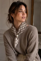 Polka Dot Knitted Pearl Clasp Neck Scarf