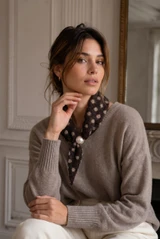 Polka Dot Knitted Pearl Clasp Neck Scarf