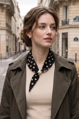 Polka Dot Knitted Pearl Clasp Neck Scarf