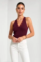 Lace Trim Knit Vest Top