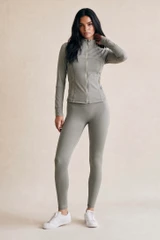 Golden Zip Athleisure Jacket and Legging Gym Set
