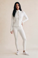 Golden Zip Athleisure Jacket and Legging Gym Set