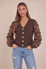 Floral Mesh Sleeve Cardigan