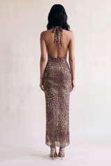 Cheetah Print Halterneck Maxi Dress