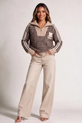 Dogtooth Check Amour Half Zip Jumper