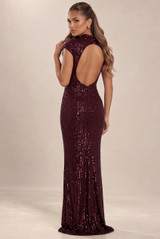 Cap Sleeve Sequin Maxi Dress With Open Back
