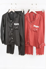 Lace Trim Silk Blend Pyjama Set