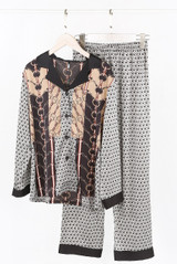 Fan Chain Print Silk Blend Pyjama Set
