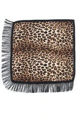 Leopard Print Fringe Hem Scarf