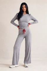Ruched Puff Shoulder Loungewear Set