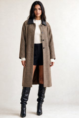 PU Collar Check Overcoat