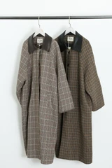 PU Collar Check Overcoat