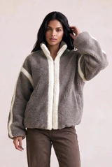 Contrast Detail Sherpa Fleece Jacket