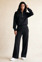 Paneled Half Zipper Jumper and Jogger Set