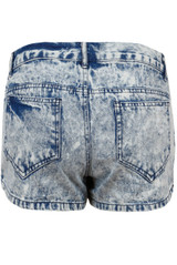 Camouflaged Front Denim Stripped Detail Shorts