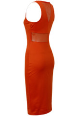 Orange Mesh Insert Sports Luxe Dress