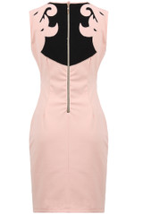 Pink With Black Embroidery Detail Bodycon Dress