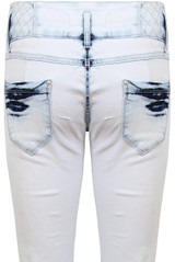 Ice Blue High Waist Button Up Skinny Jeans