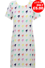 Multicolour Dogtooth Contrast Crepe Shift Dress 