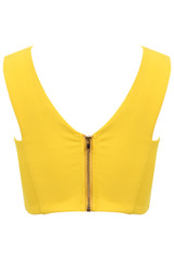 Yellow Zip Fastening Sleeveless Crop Top