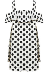 Polka Dot Off the Shoulder Blouson Dress