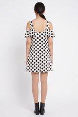 Polka Dot Off the Shoulder Blouson Dress