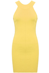 Yellow Polo Neck Bodycon Midi Dress