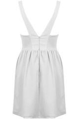 Cream Cut Out Front Textured Skater Dress