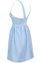 Cyan Cut Out Front Textured Skater Dress