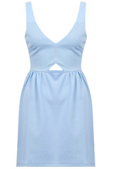 Cyan Cut Out Front Textured Skater Dress