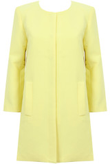 Yellow Pleated Back Box Pattern Long Coat 